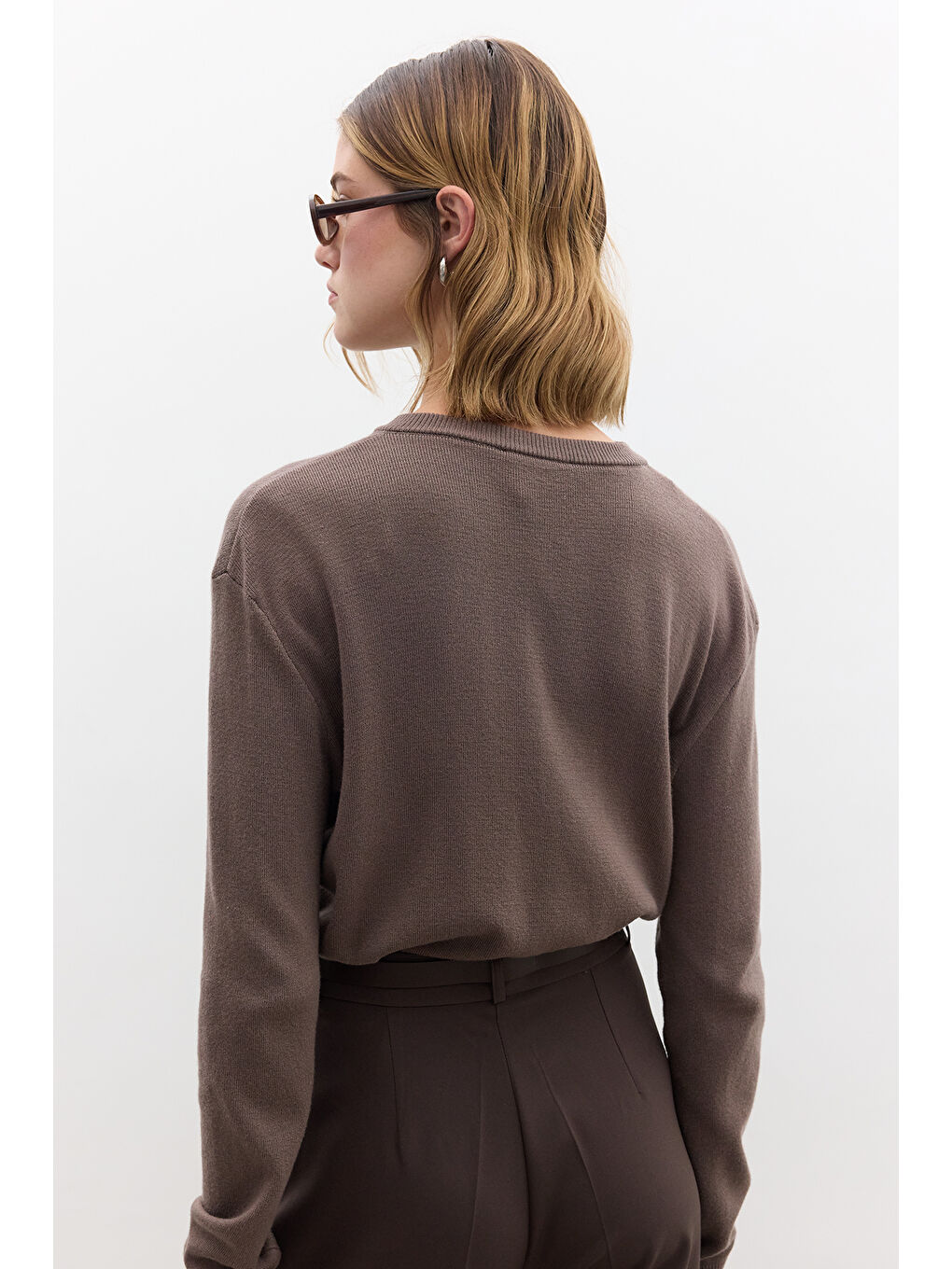 Bej Yumuşak Dokulu Triko Hırka Vizon-5