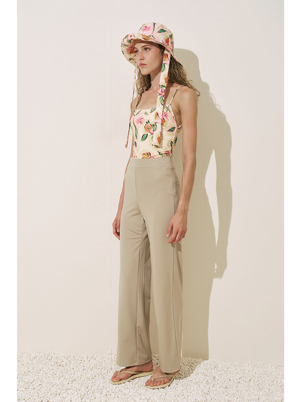 Geniş Uzun Paça Mayo Pantolon Yeşil-1