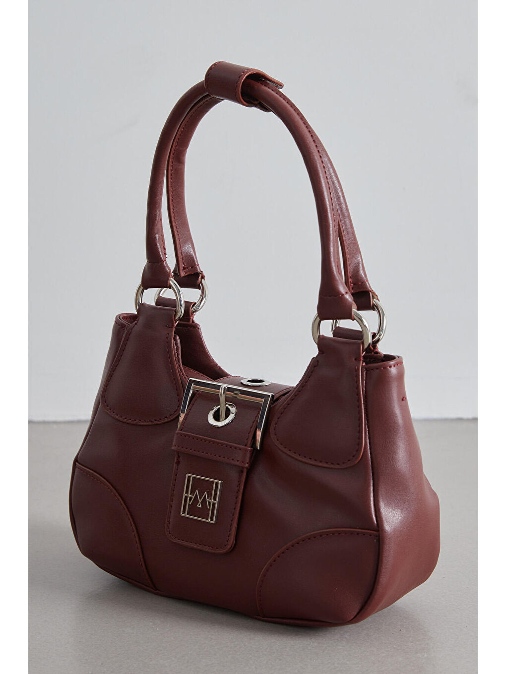 Metal Toka Kapamalı Mini Çanta Bordo-2