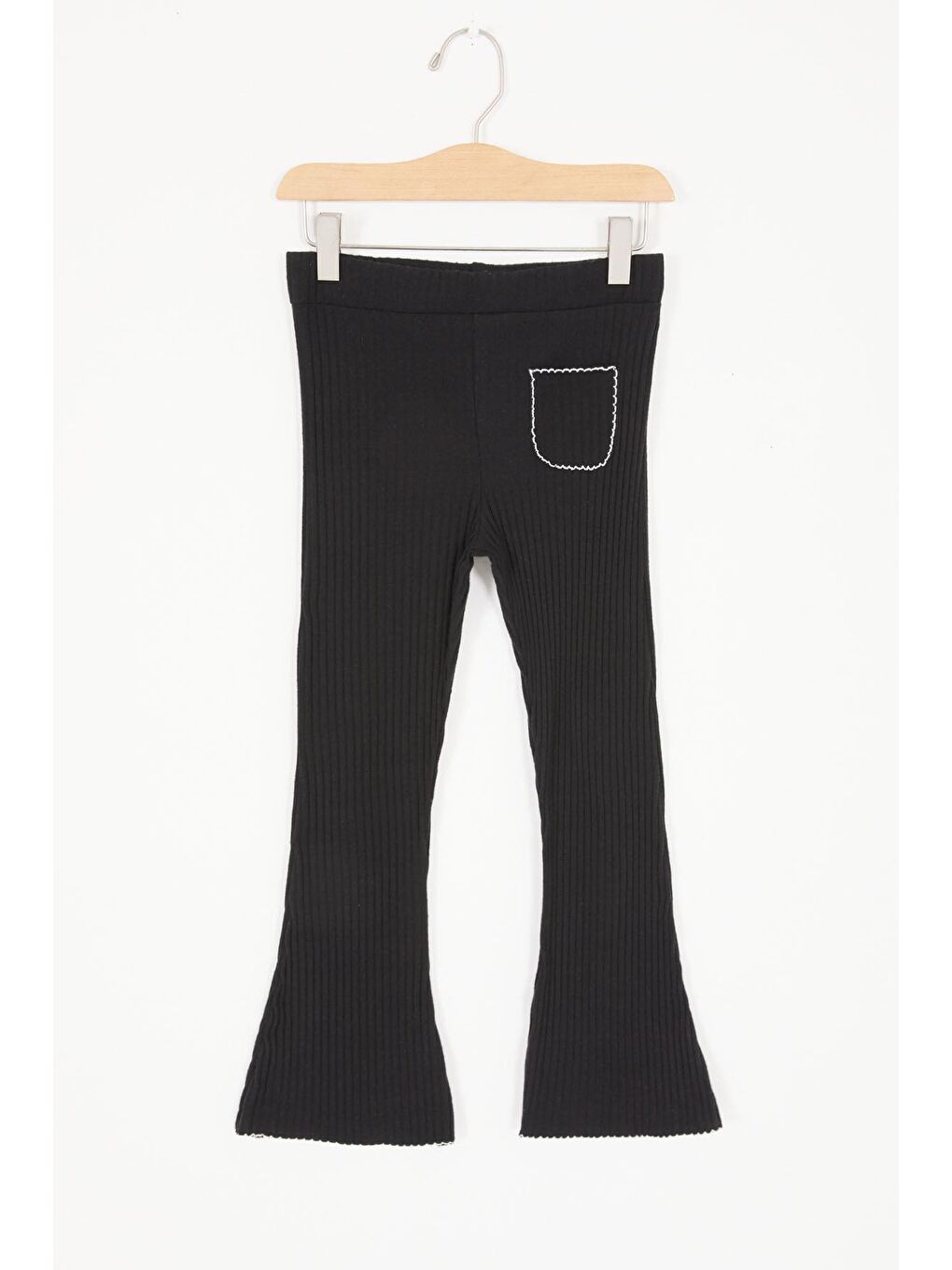 Siyah İspanyol Paça Fitilli Cepli Kız Çocuk Tayt 16995