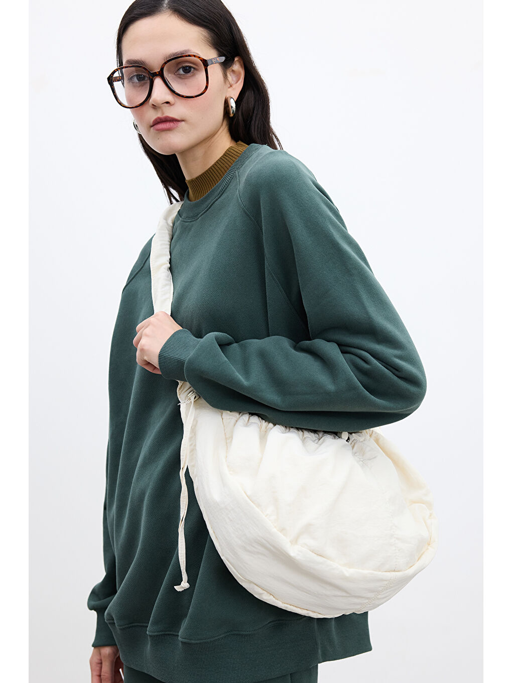 Bej Enya Torba Cepli Çapraz Çanta Vanilya