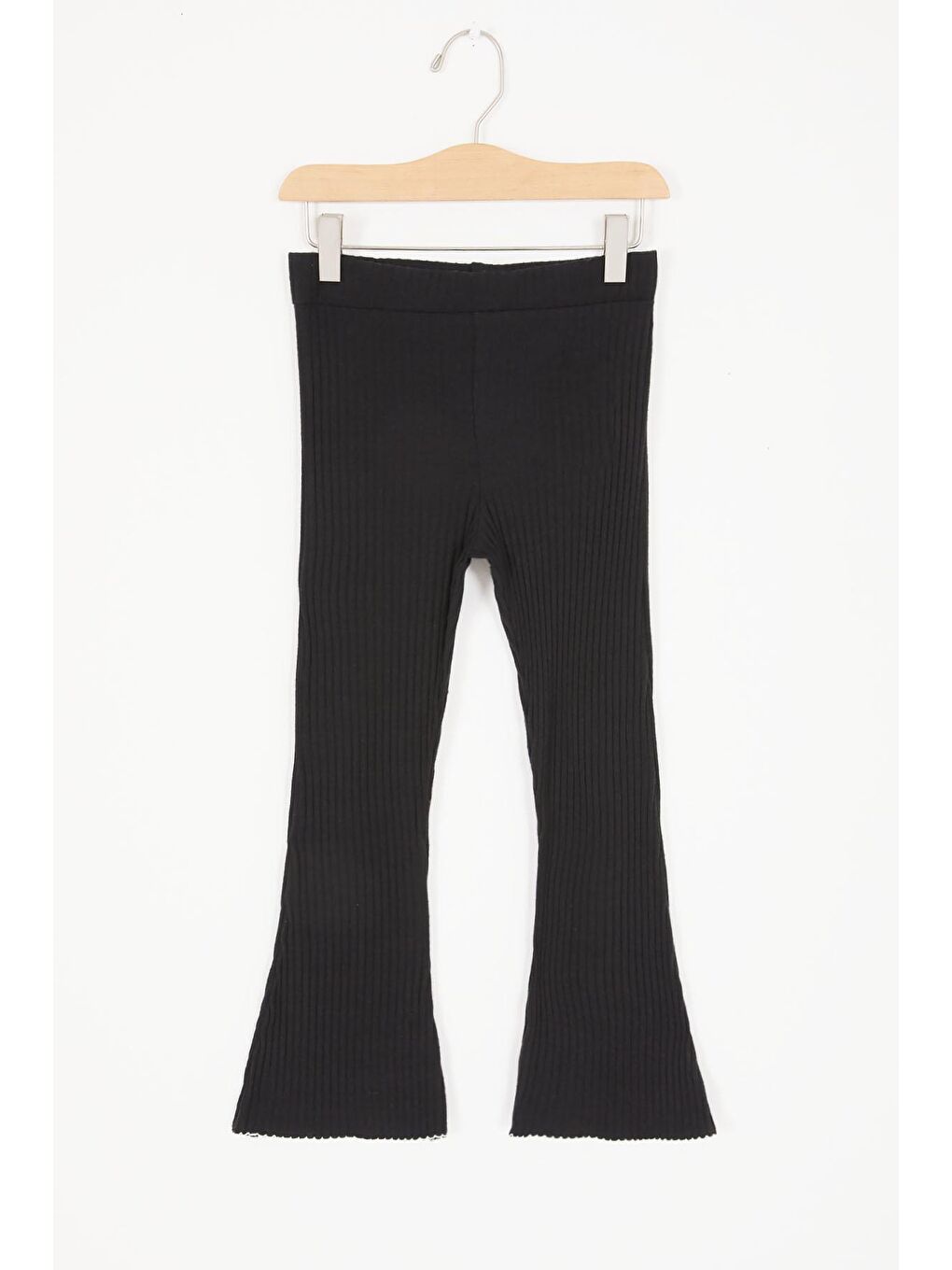 Siyah İspanyol Paça Fitilli Cepli Kız Çocuk Tayt 16995-3