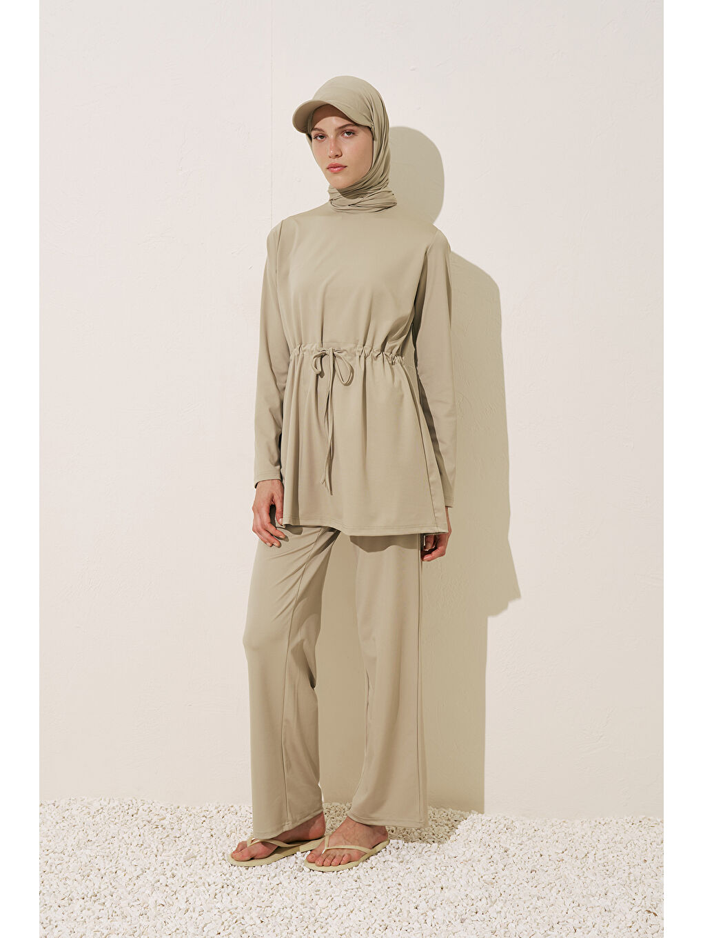 Geniş Uzun Paça Mayo Pantolon Yeşil-5