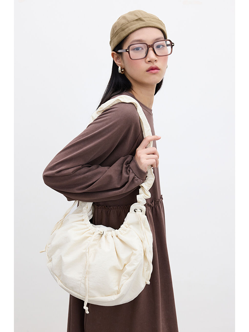 Bej Enya Torba Cepli Çapraz Çanta Vanilya-2