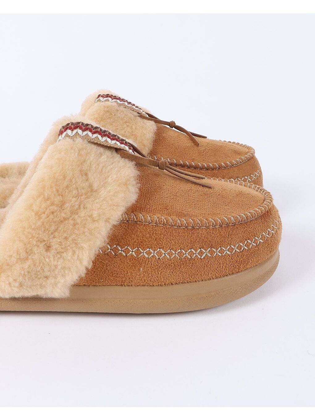 Kahverengi Kadın Pelüş Astarlı Kışlık Ev Terliği - LUXY-1