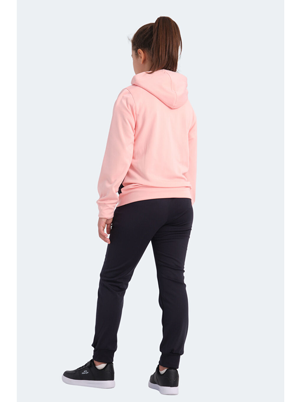 NOON Kız Çocuk Fermuarlı Kapüşonlu Cepli Lacivert / Pembe Eşofman Takımı-1