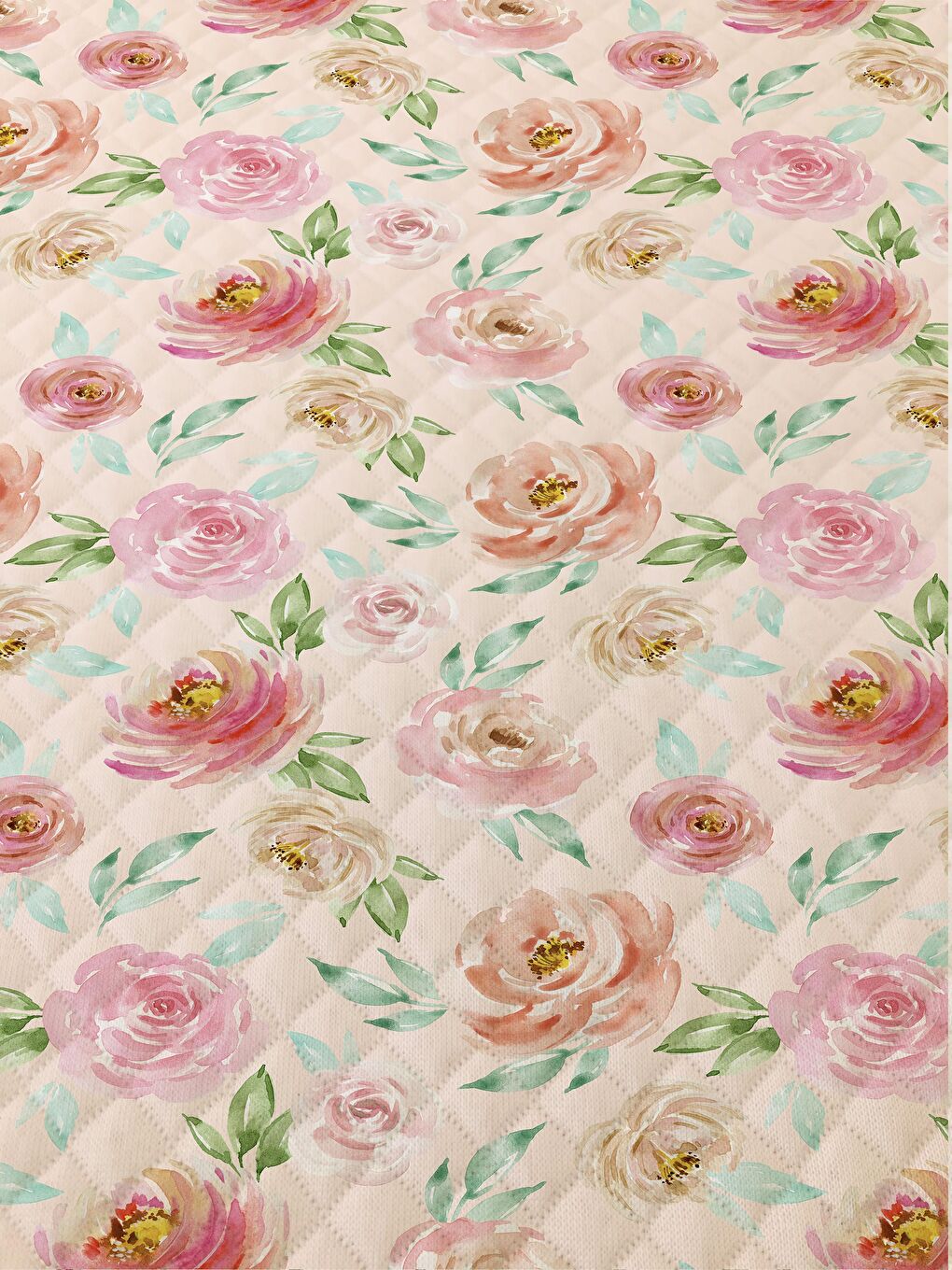 Karışık Çiçek Desen Çift Kişilik Baskılı Pike (200x220 Cm) Pembe-1