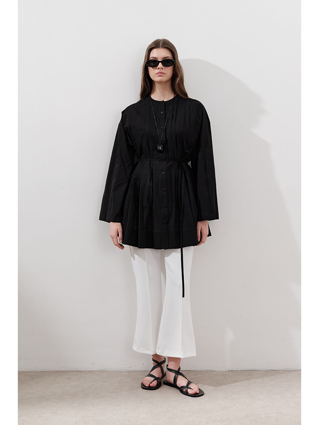 Nervürlü Geniş Kollu Tunik Siyah-3