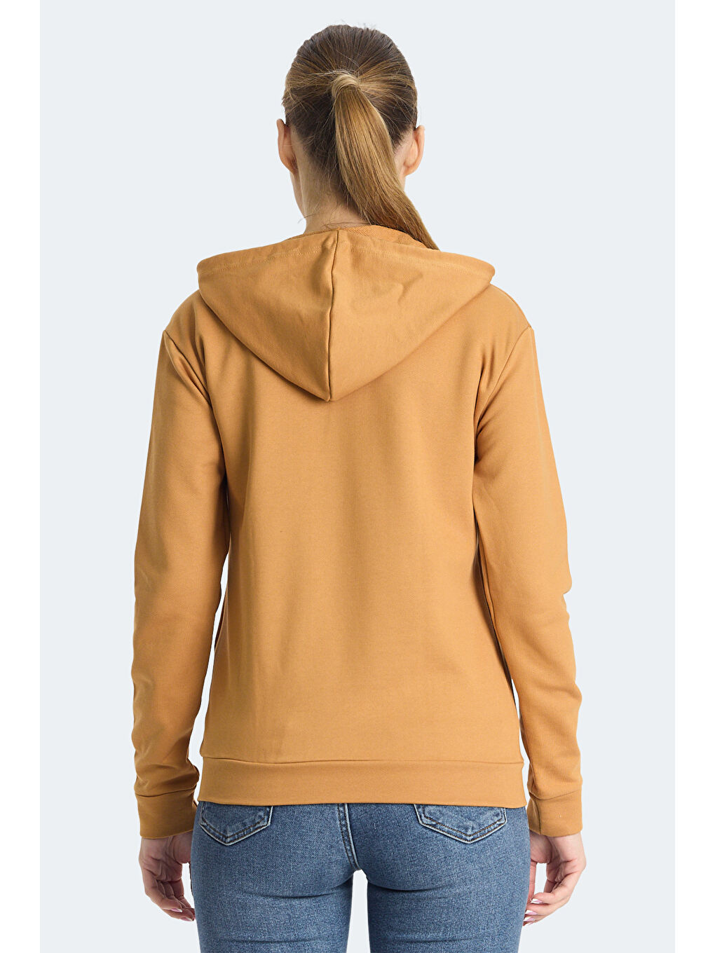 Kahverengi KINET IN Kadın Fermuarlı Kapüşonlu Cepli Kiremit Sweatshırt-1