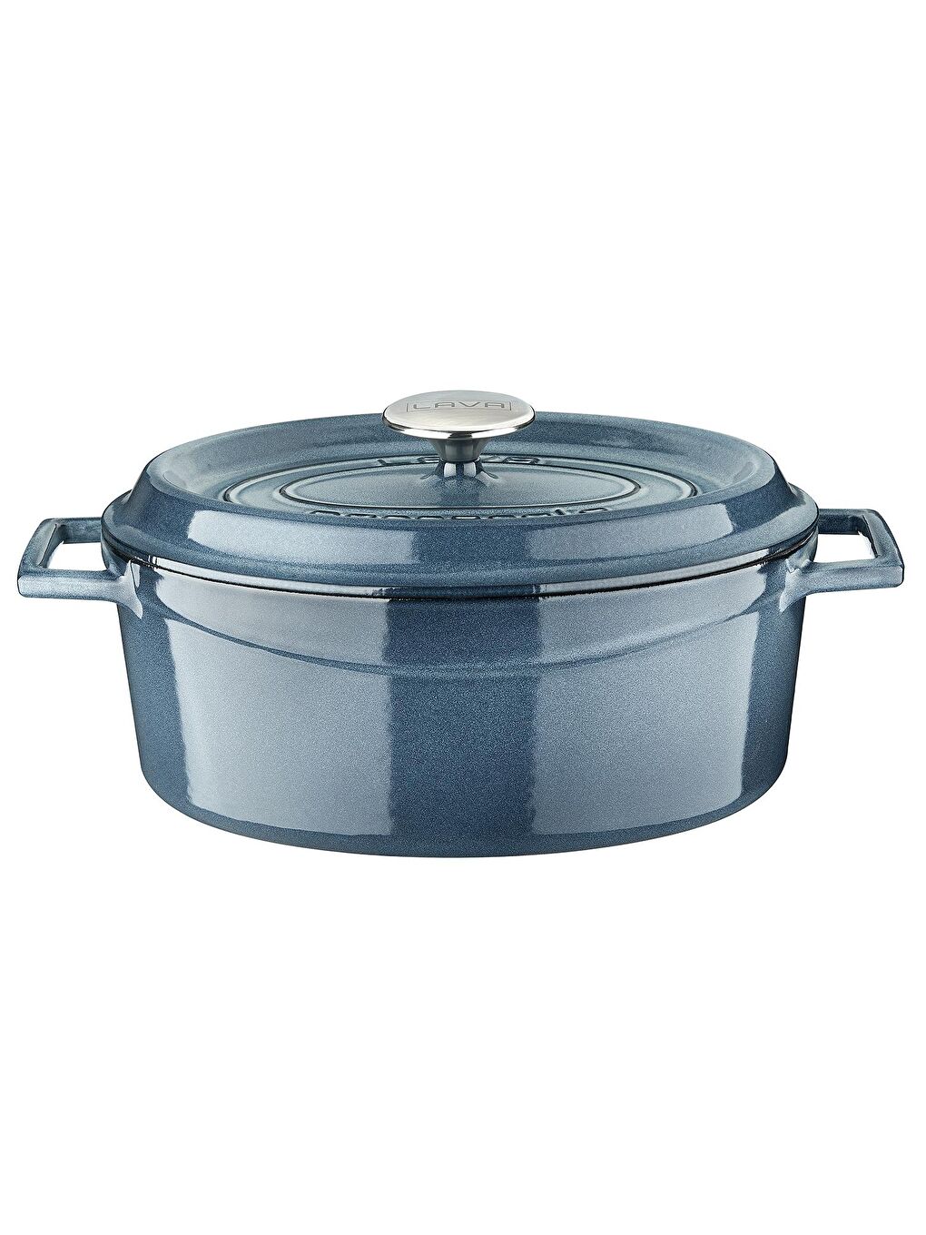 Gri Oval Tencere Döküm Demir Yekpare Kulplu Premium Serisi Ölçü 21x27cm.