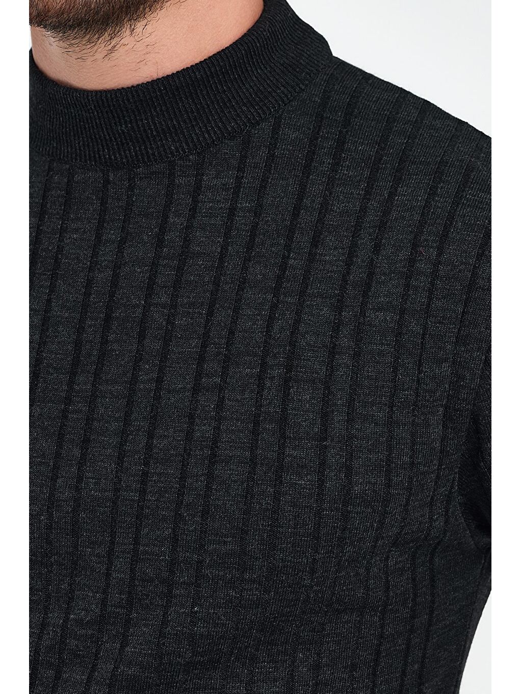 Siyah Balıkçı Uzun Kol Erkek Kazak-2