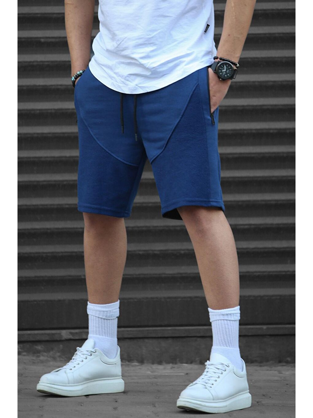 Lacivert Erkek Basic Kapri Şort-1