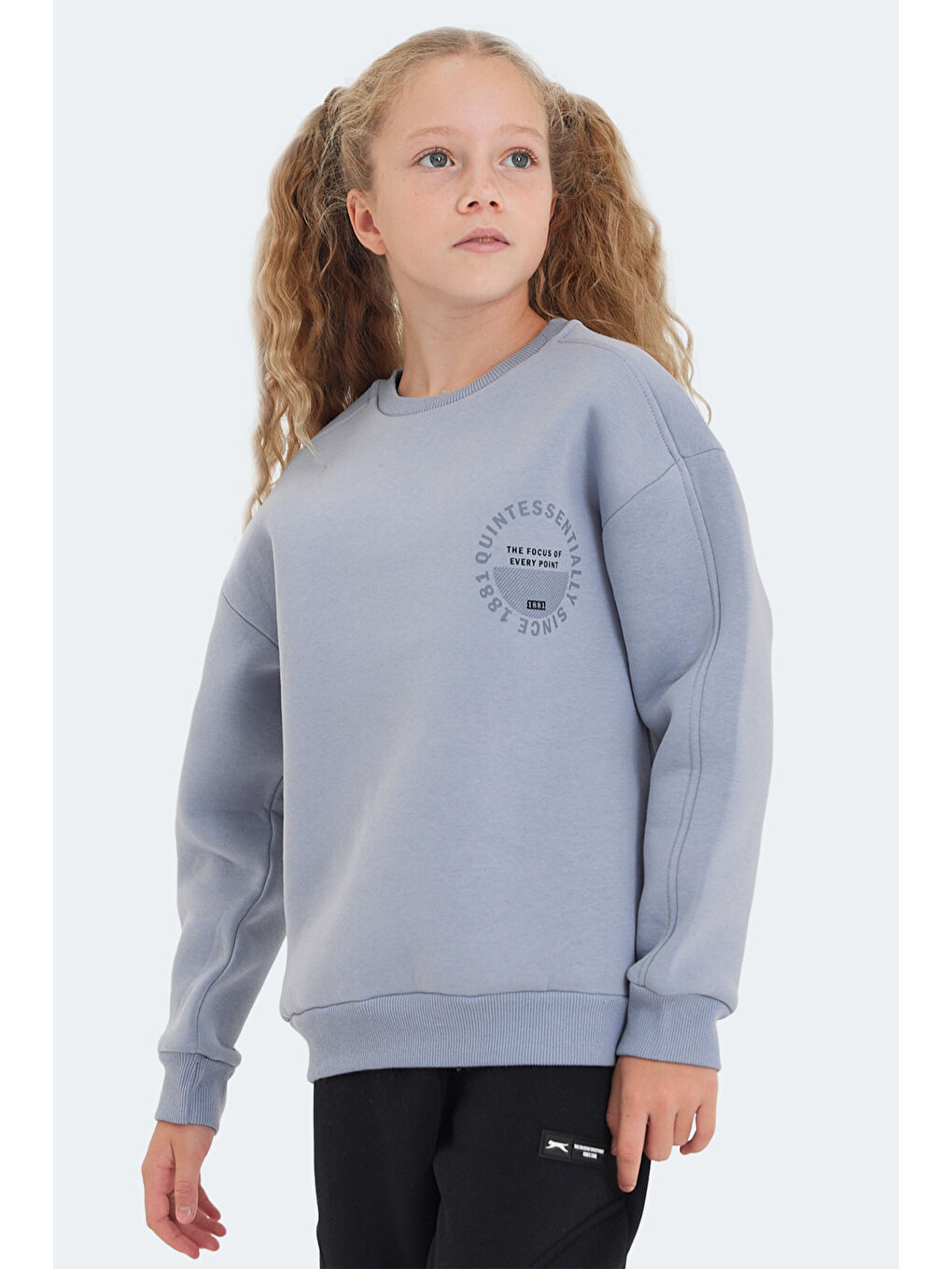 LONE Unisex Çocuk Taş Gri Sweatshirt-2