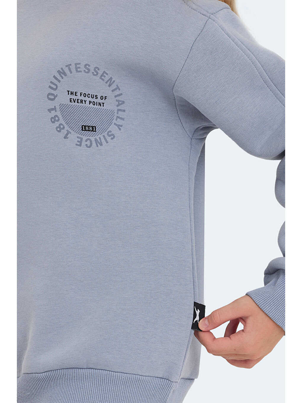 LONE Unisex Çocuk Taş Gri Sweatshirt-3