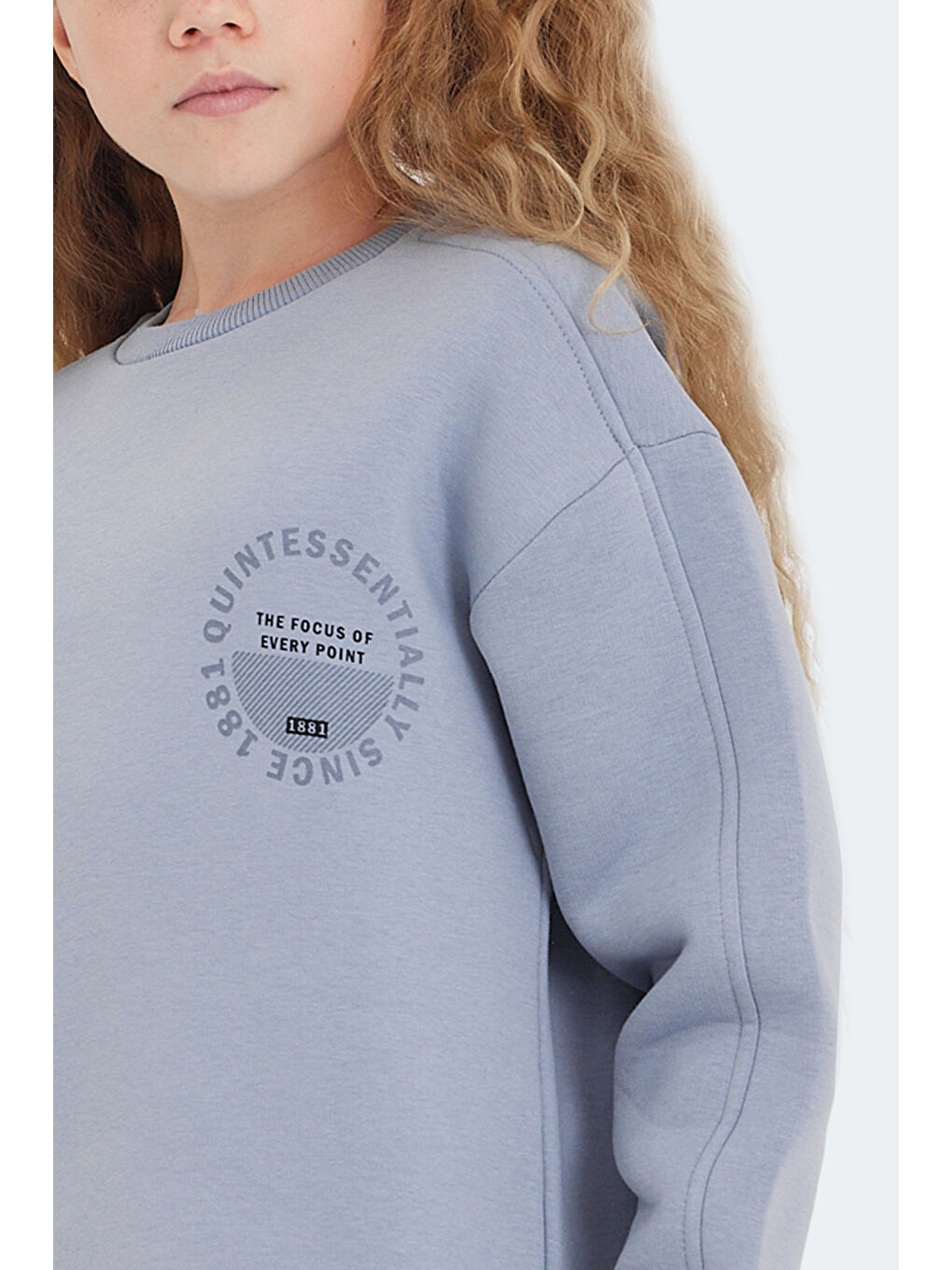 LONE Unisex Çocuk Taş Gri Sweatshirt-4