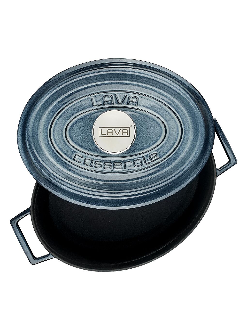 Gri Oval Tencere Döküm Demir Yekpare Kulplu Premium Serisi Ölçü 21x27cm.-1