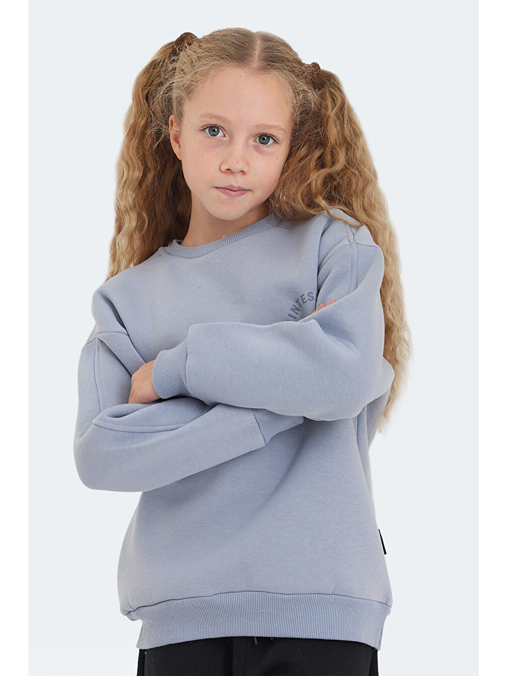 LONE Unisex Çocuk Taş Gri Sweatshirt-5