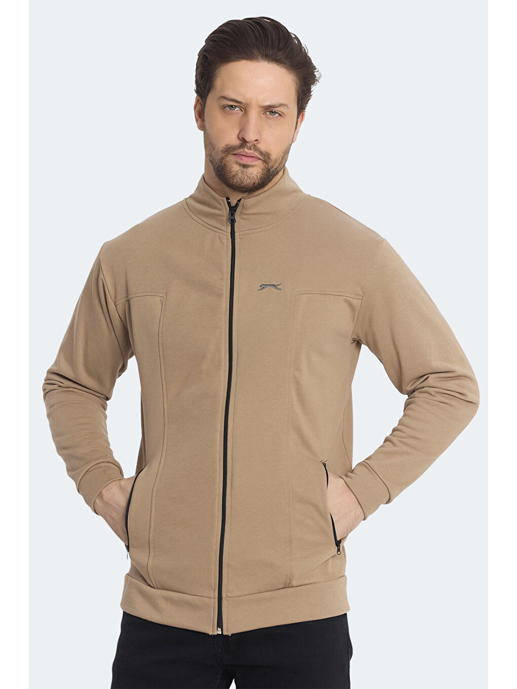 Kahverengi KAGISONA Erkek Fermuarlı Sweatshirt Kahve