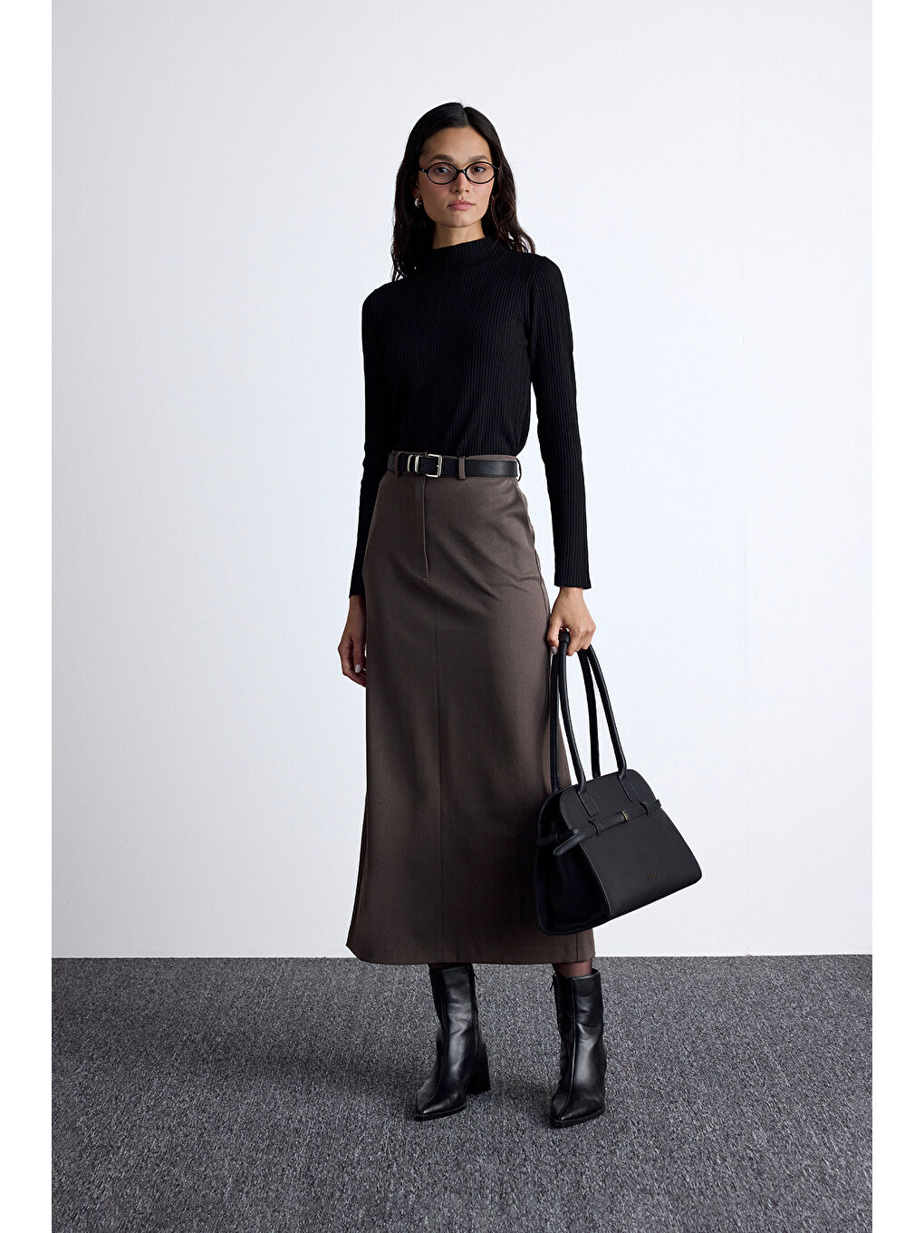 Bej Klasik Görünüm Etek Vizon-1