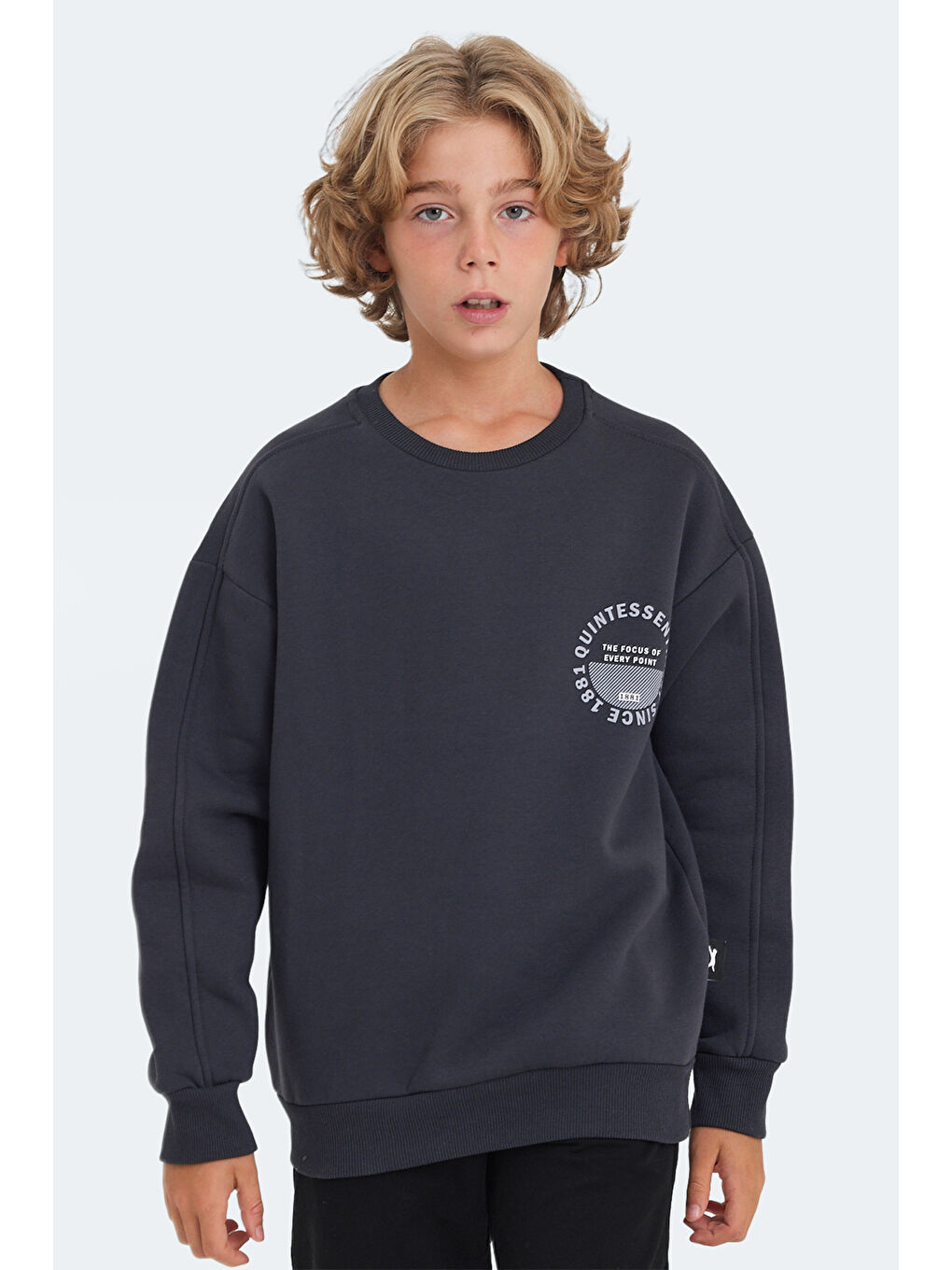 LONE Unisex Çocuk Koyu Gri Sweatshirt