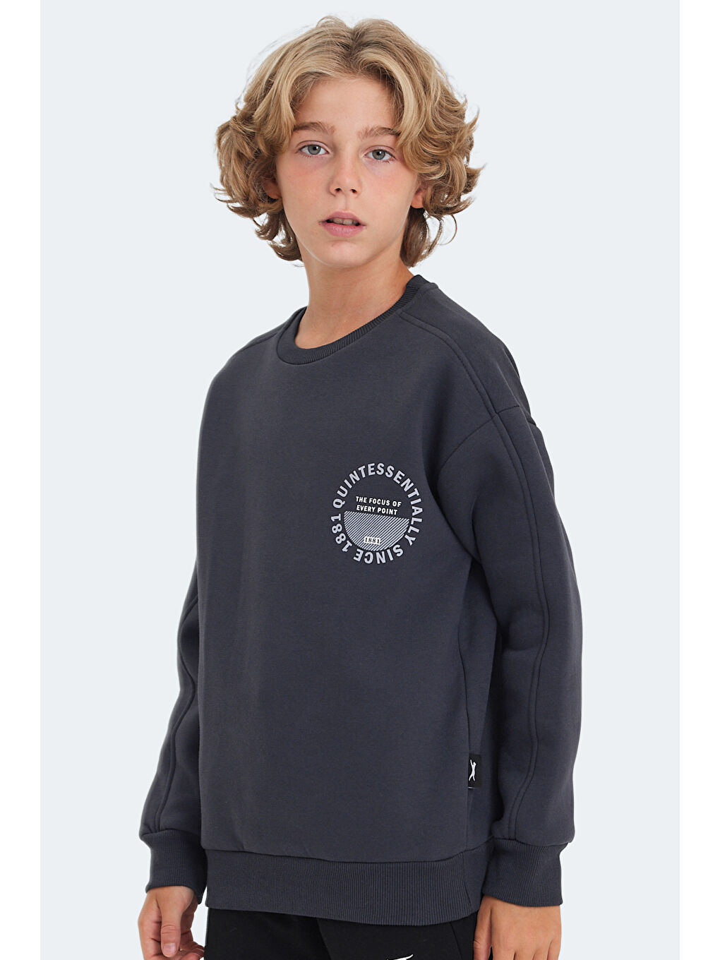 LONE Unisex Çocuk Koyu Gri Sweatshirt-2