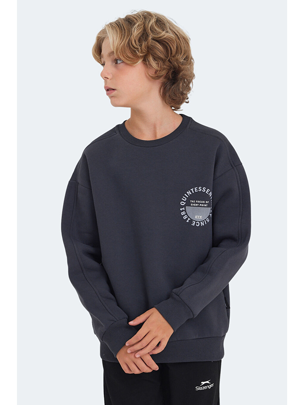 LONE Unisex Çocuk Koyu Gri Sweatshirt-5