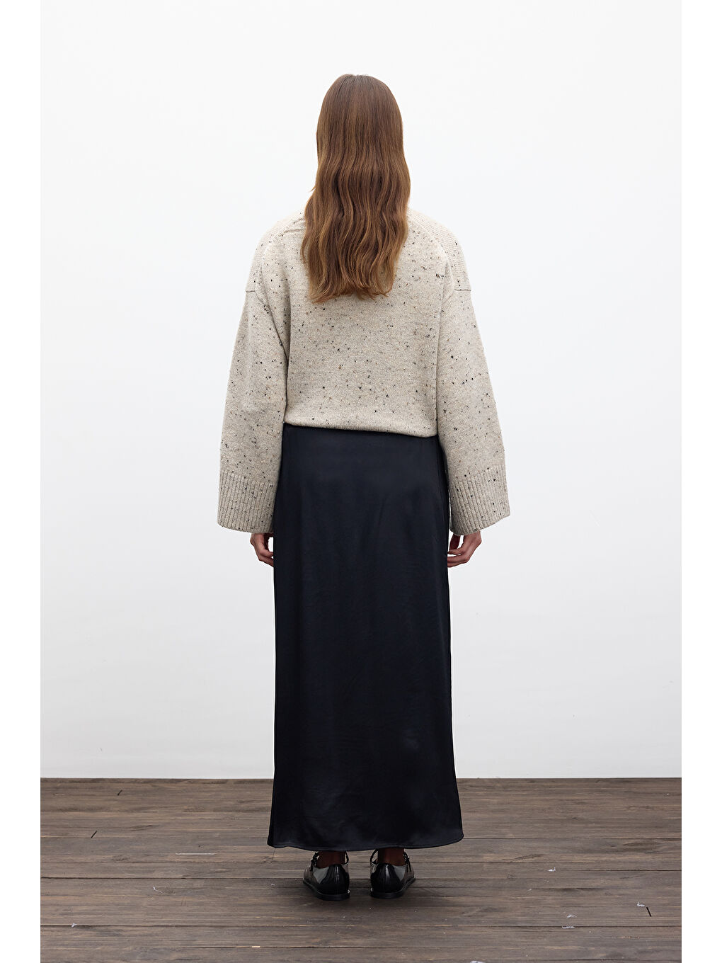 Saten Midi Etek Siyah-3