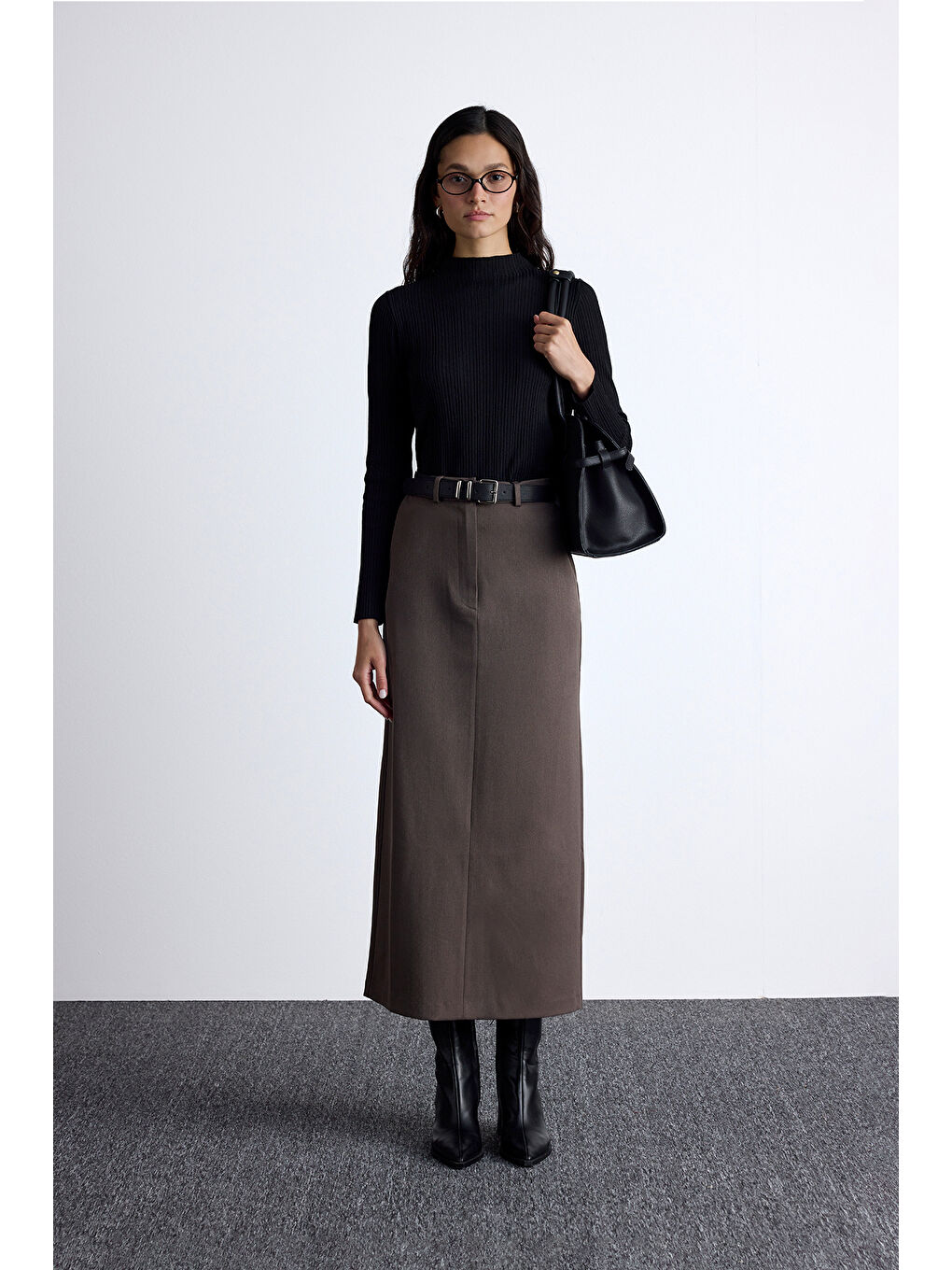 Bej Klasik Görünüm Etek Vizon-2