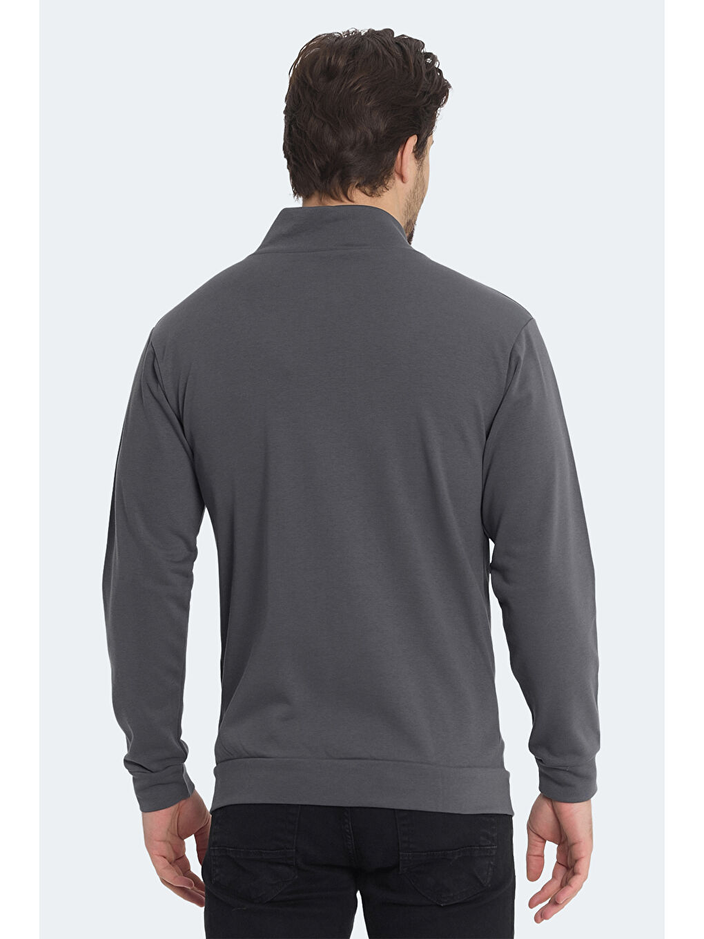 KAGISONA Erkek Fermuarlı Sweatshirt Koyu Gri-1