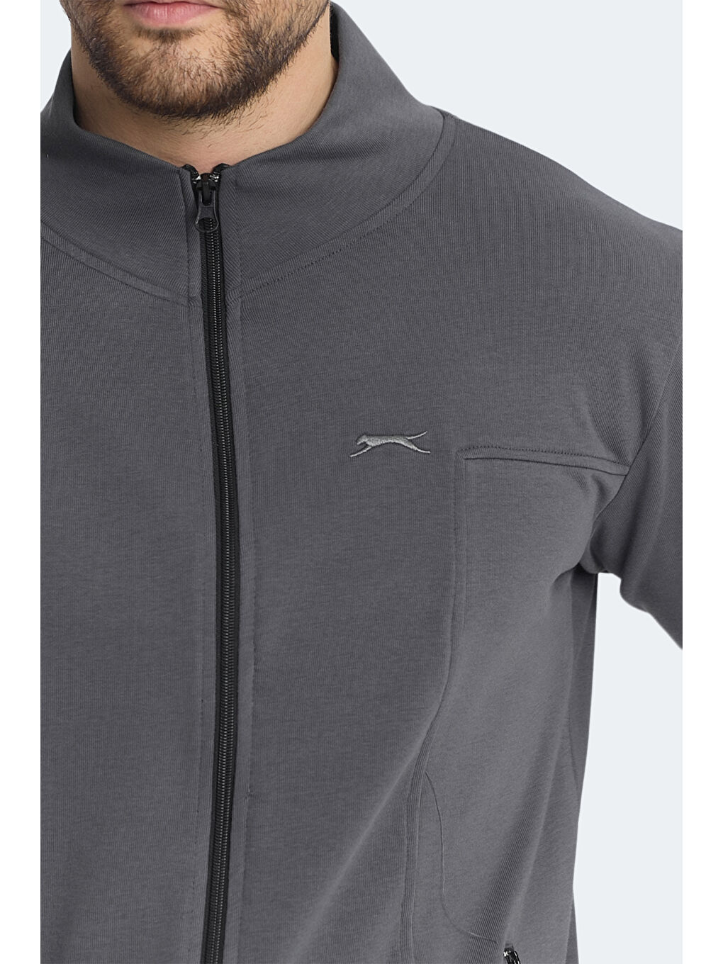 KAGISONA Erkek Fermuarlı Sweatshirt Koyu Gri-4