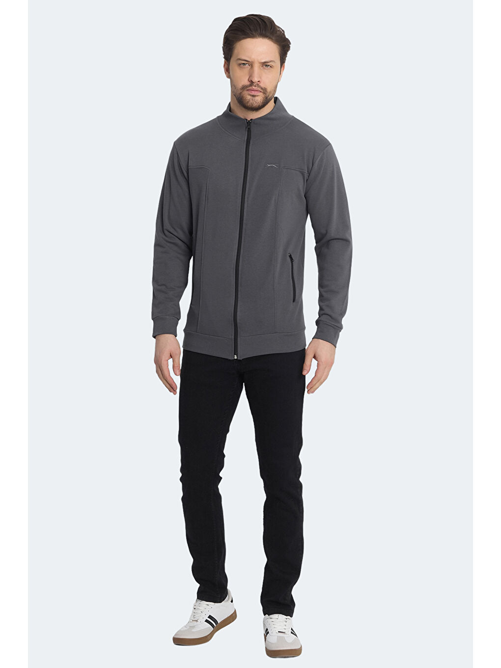 KAGISONA Erkek Fermuarlı Sweatshirt Koyu Gri-6