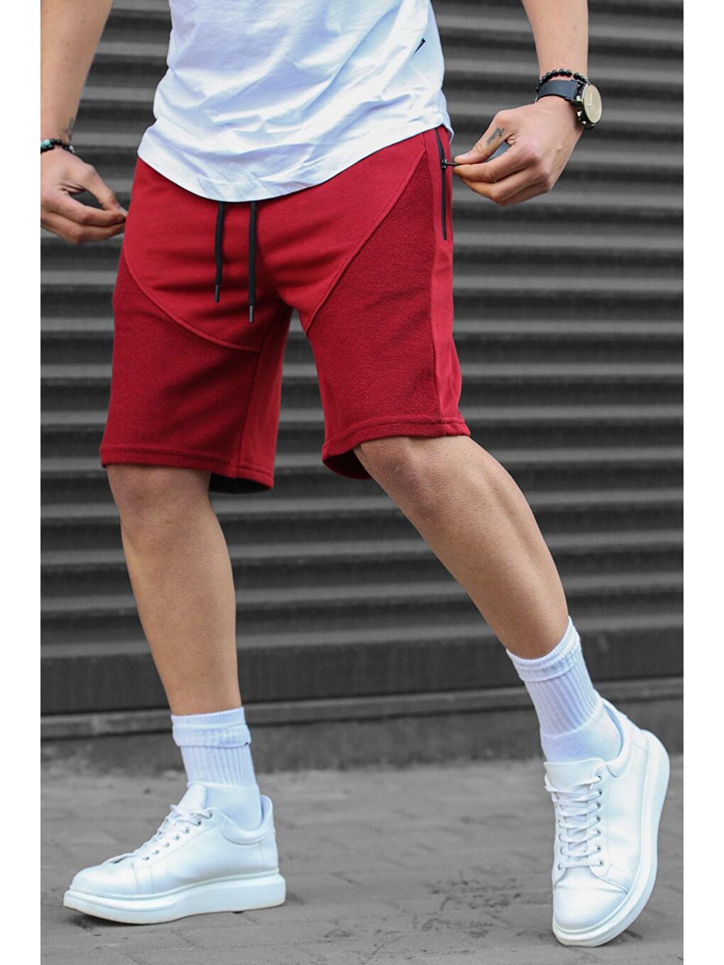 Bordo Erkek Basic Kapri Şort-1