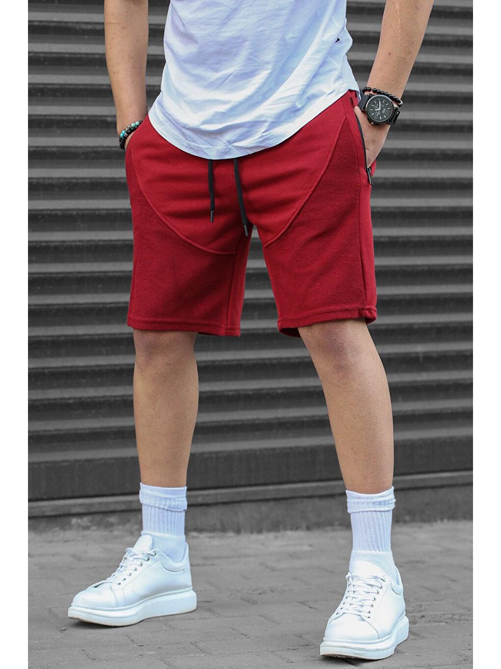 Bordo Erkek Basic Kapri Şort-2