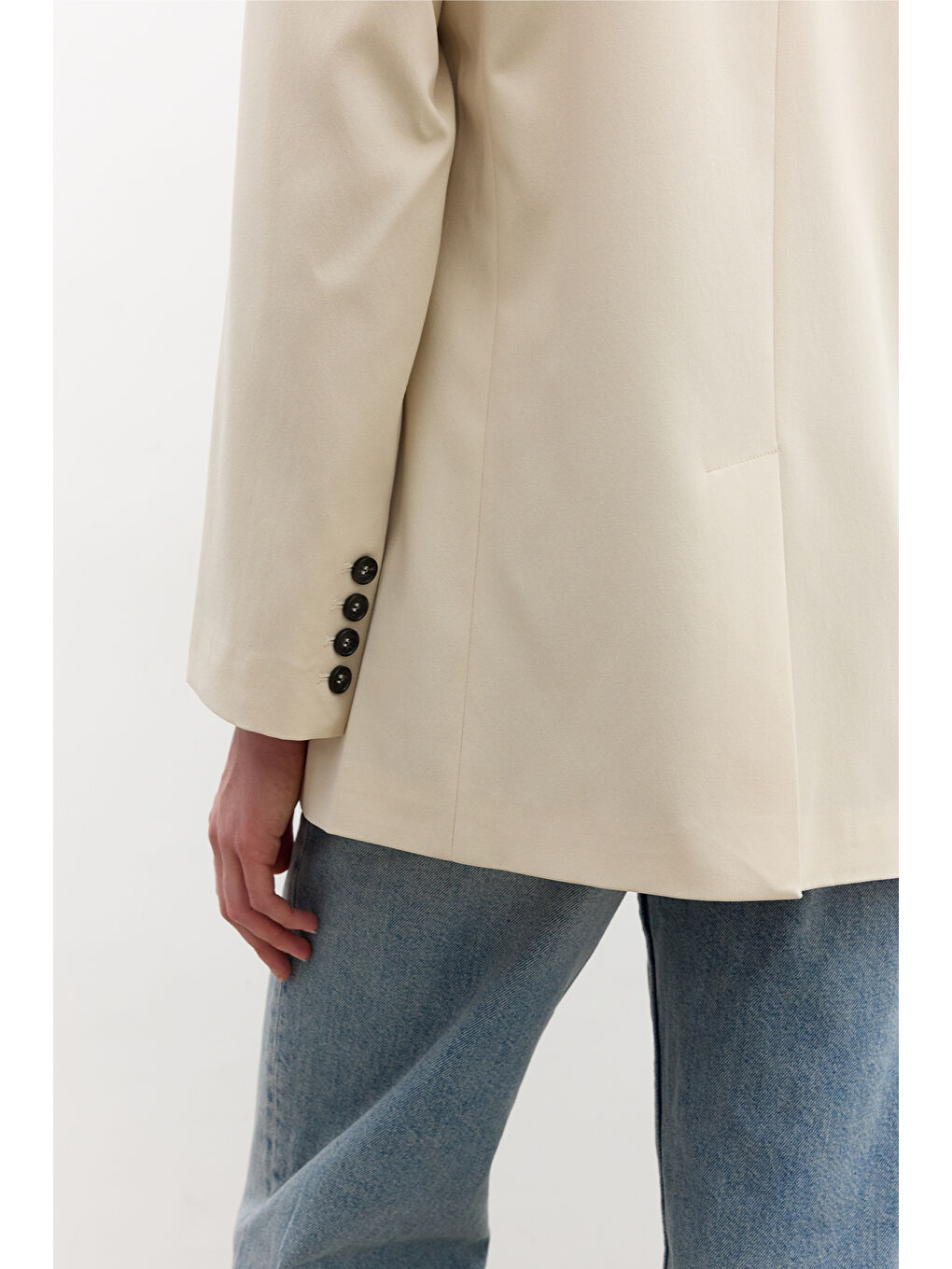 Bej Klasik Kapamalı Blazer Ceket Vanilya-4