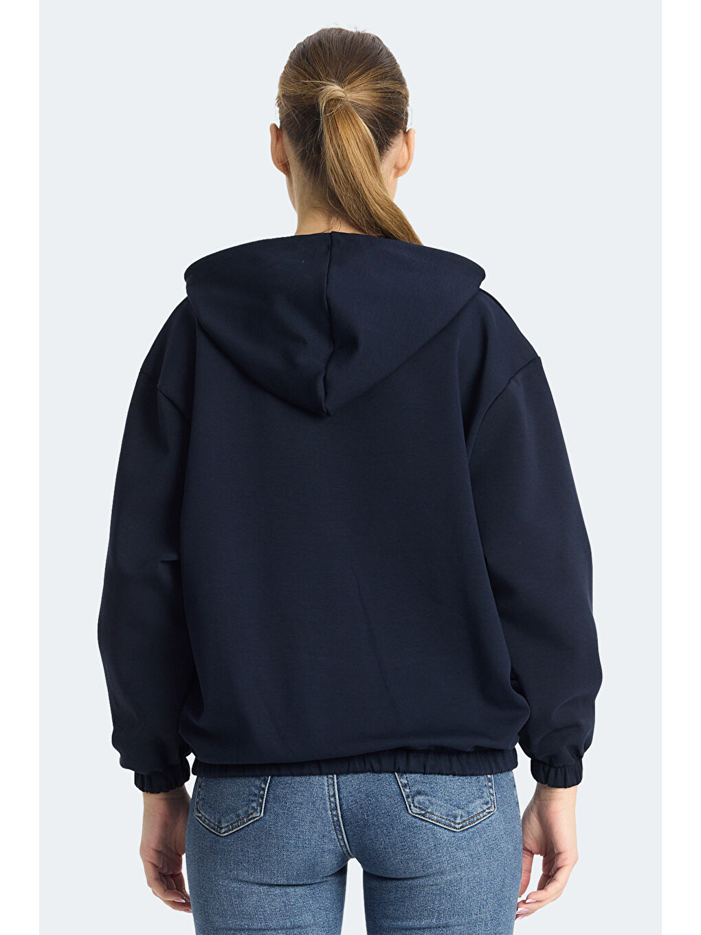 KIMBERLEY IN Kadın Fermuarlı Kapüşonlu Cepli Lacivert Sweatshırt-1