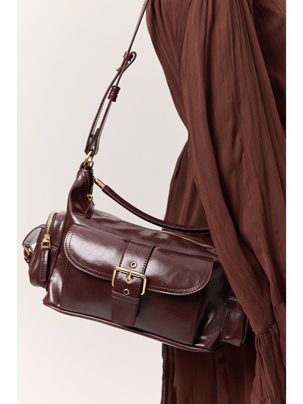 Mıca Tokalı Çanta Kahverengi-1