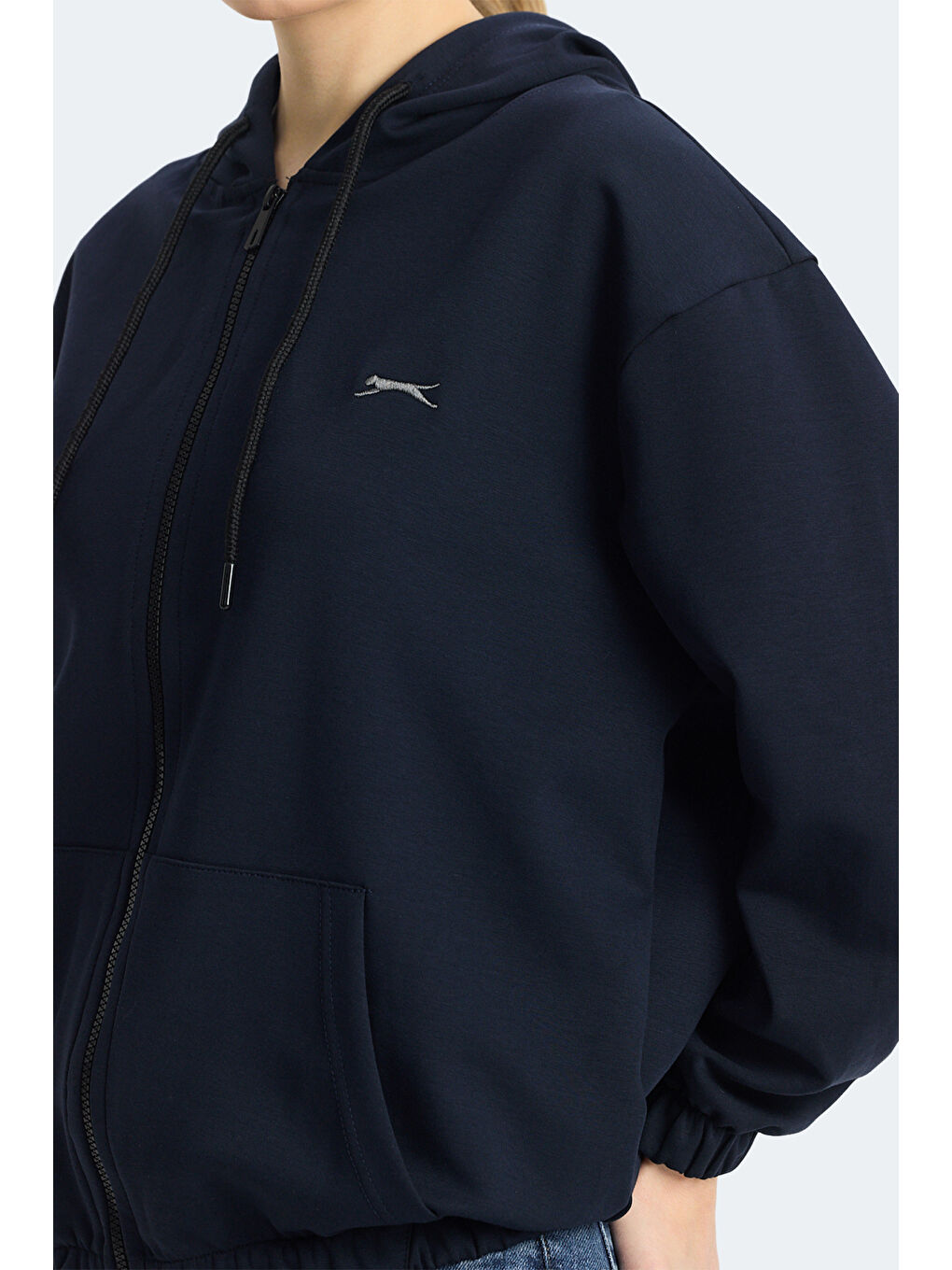 KIMBERLEY IN Kadın Fermuarlı Kapüşonlu Cepli Lacivert Sweatshırt-4
