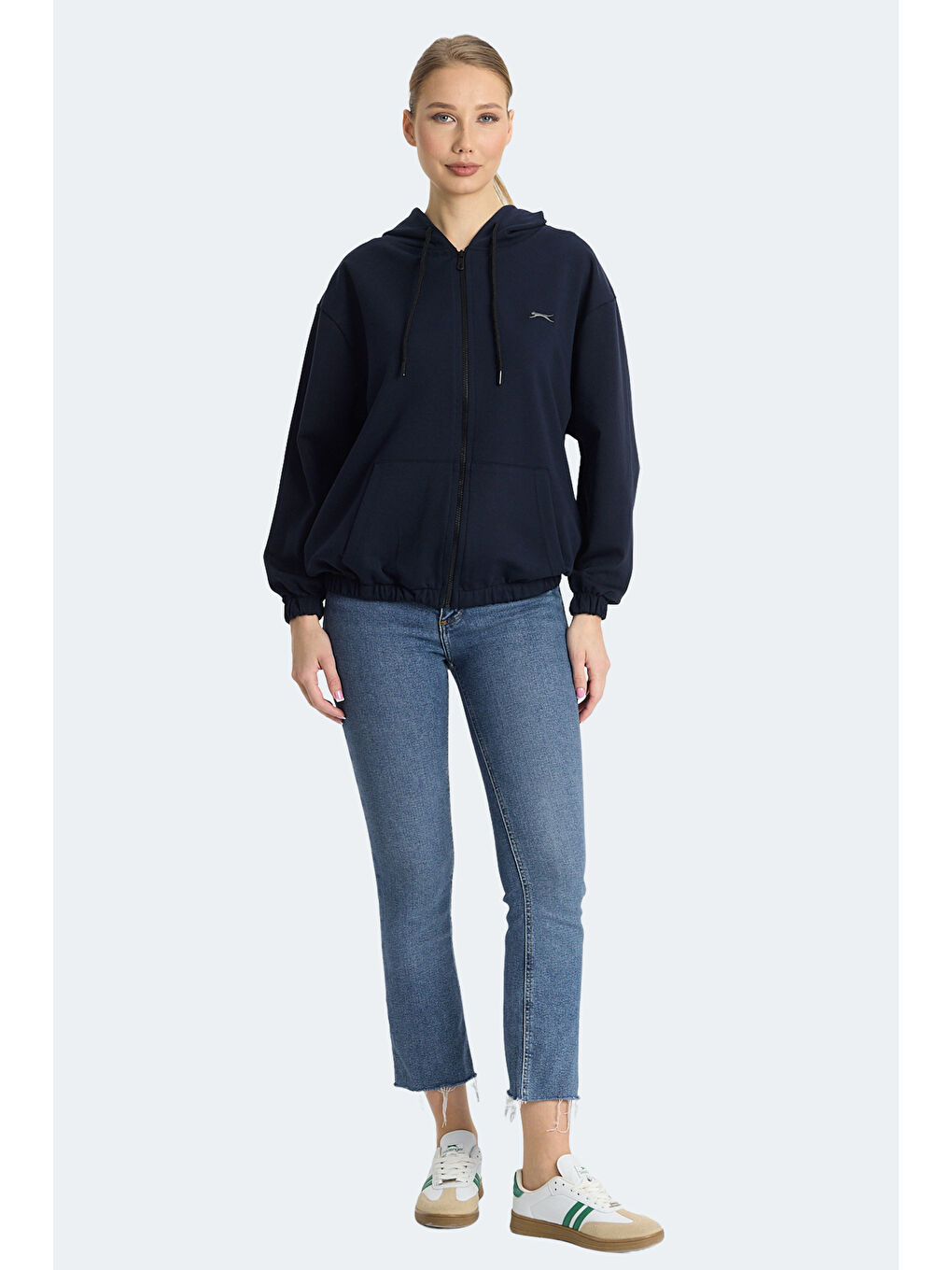 KIMBERLEY IN Kadın Fermuarlı Kapüşonlu Cepli Lacivert Sweatshırt-6