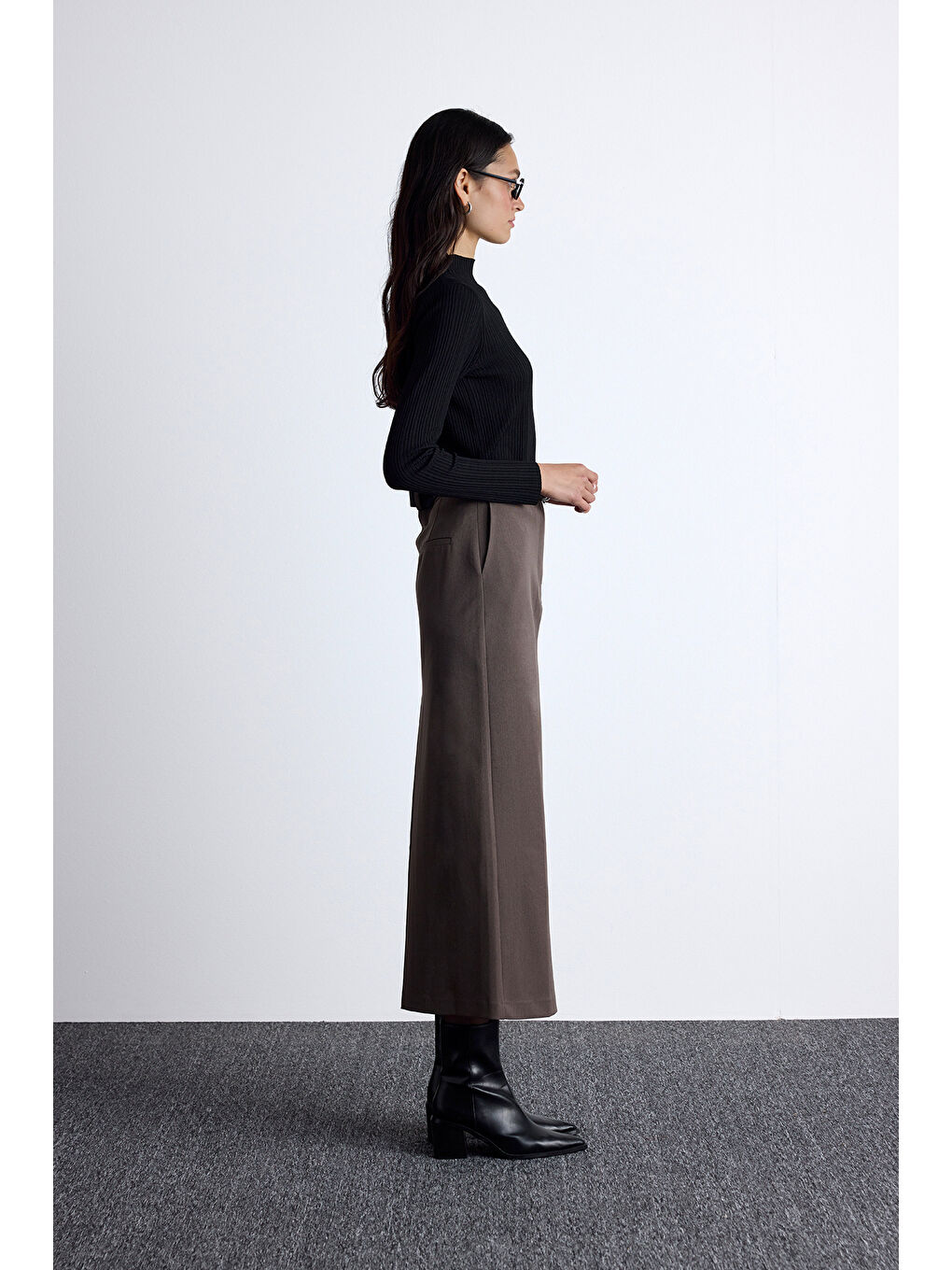 Bej Klasik Görünüm Etek Vizon-6