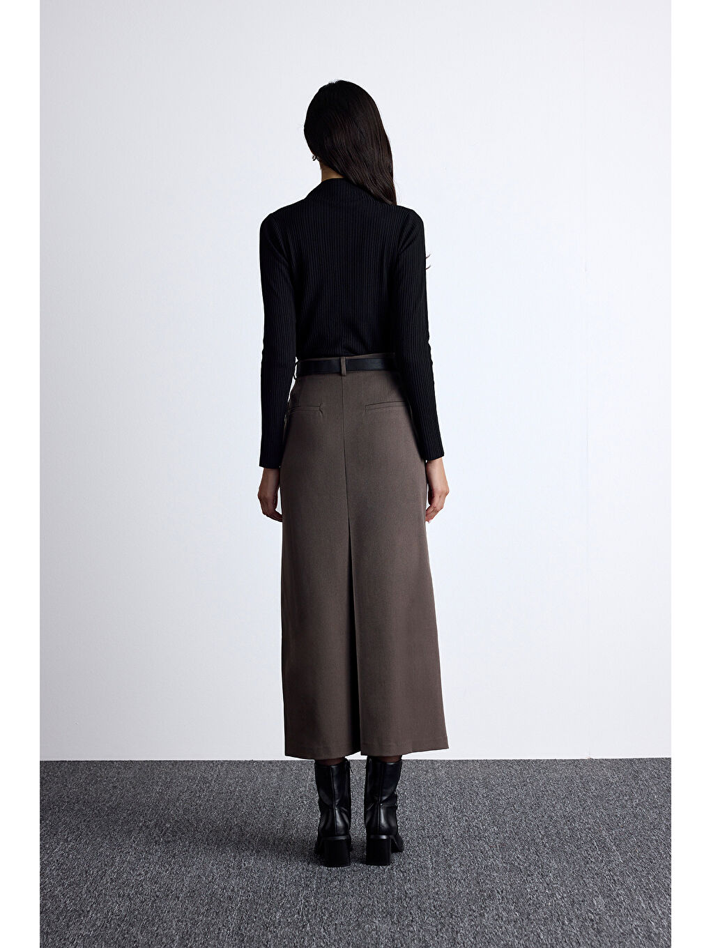 Bej Klasik Görünüm Etek Vizon-7