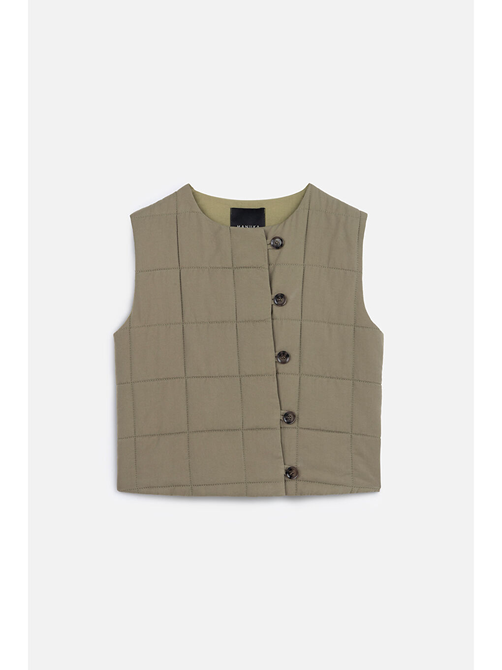 Kapitone Kısa Fit Yelek Yeşil-1