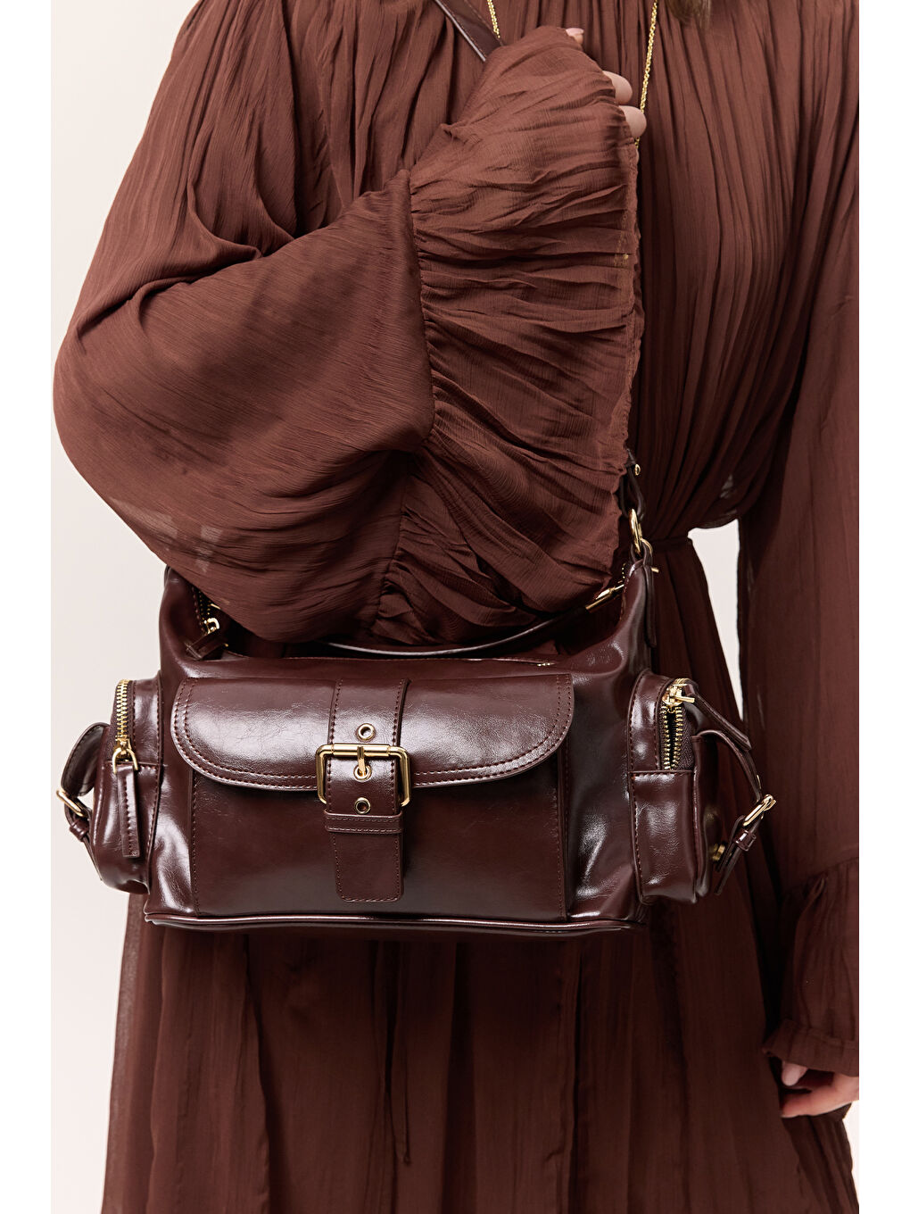 Mıca Tokalı Çanta Kahverengi-3