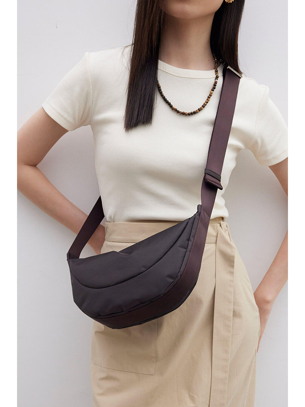 Kahverengi Lexa Metal Tokalı Çapraz Çanta Kahve-1