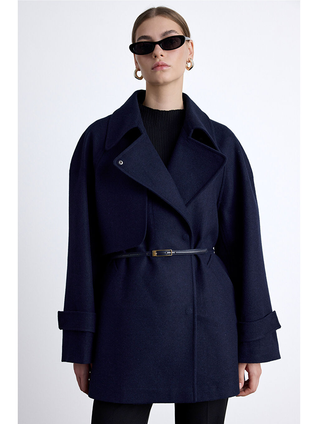 Mari Kruvaze Trenç Kaban Lacivert-1