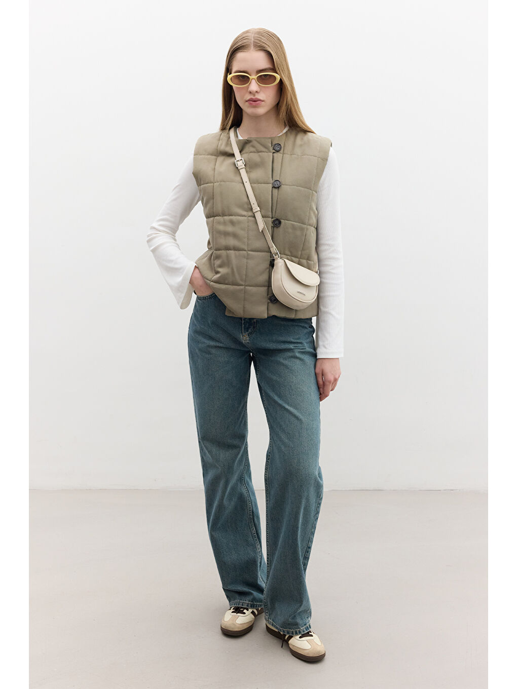 Kapitone Kısa Fit Yelek Yeşil-4