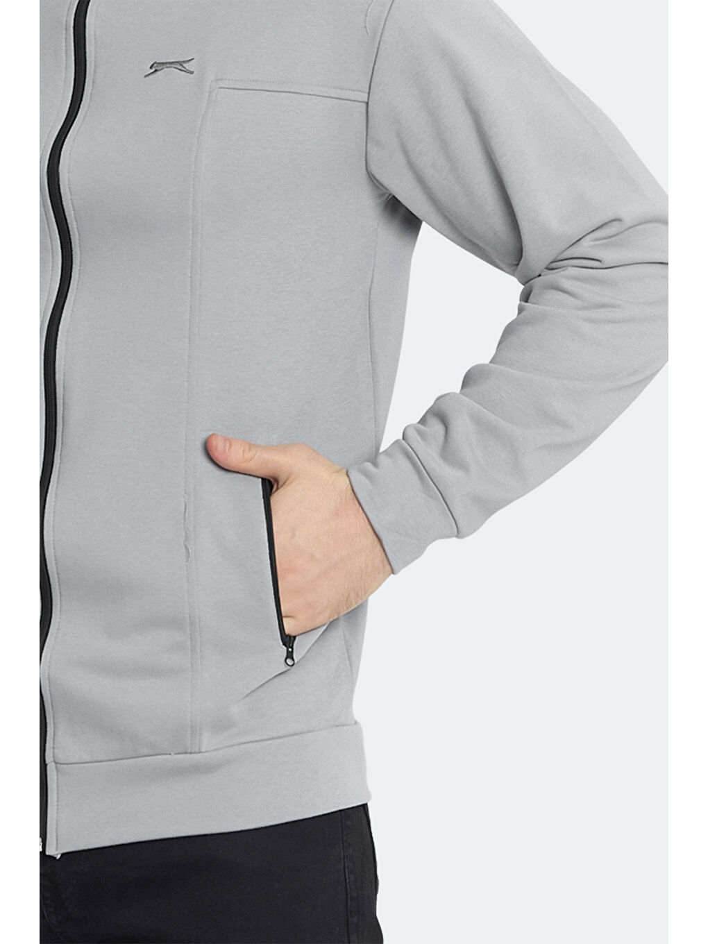 KAGISONA Erkek Fermuarlı Sweatshirt Gri-2