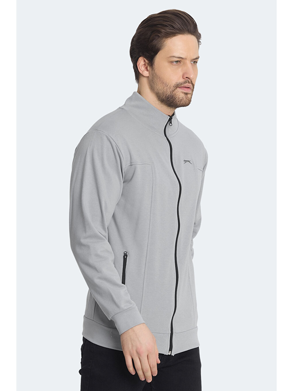 KAGISONA Erkek Fermuarlı Sweatshirt Gri-3