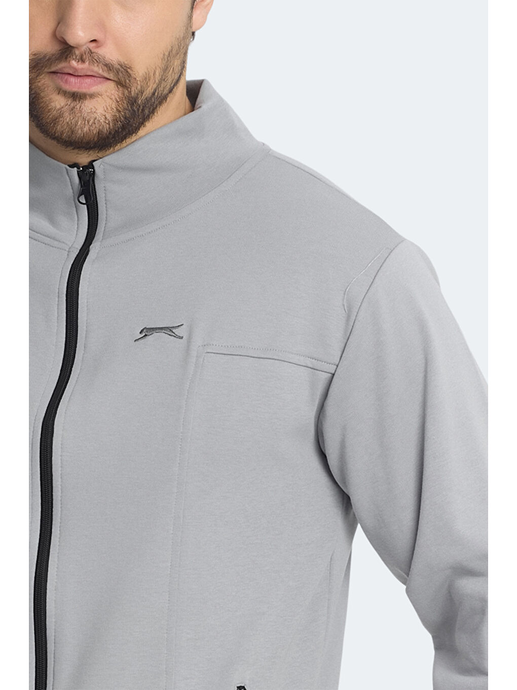 KAGISONA Erkek Fermuarlı Sweatshirt Gri-4