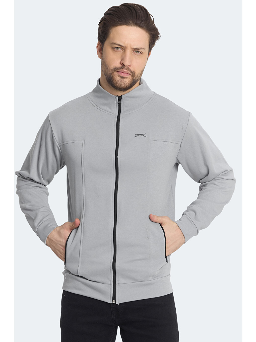 KAGISONA Erkek Fermuarlı Sweatshirt Gri-5