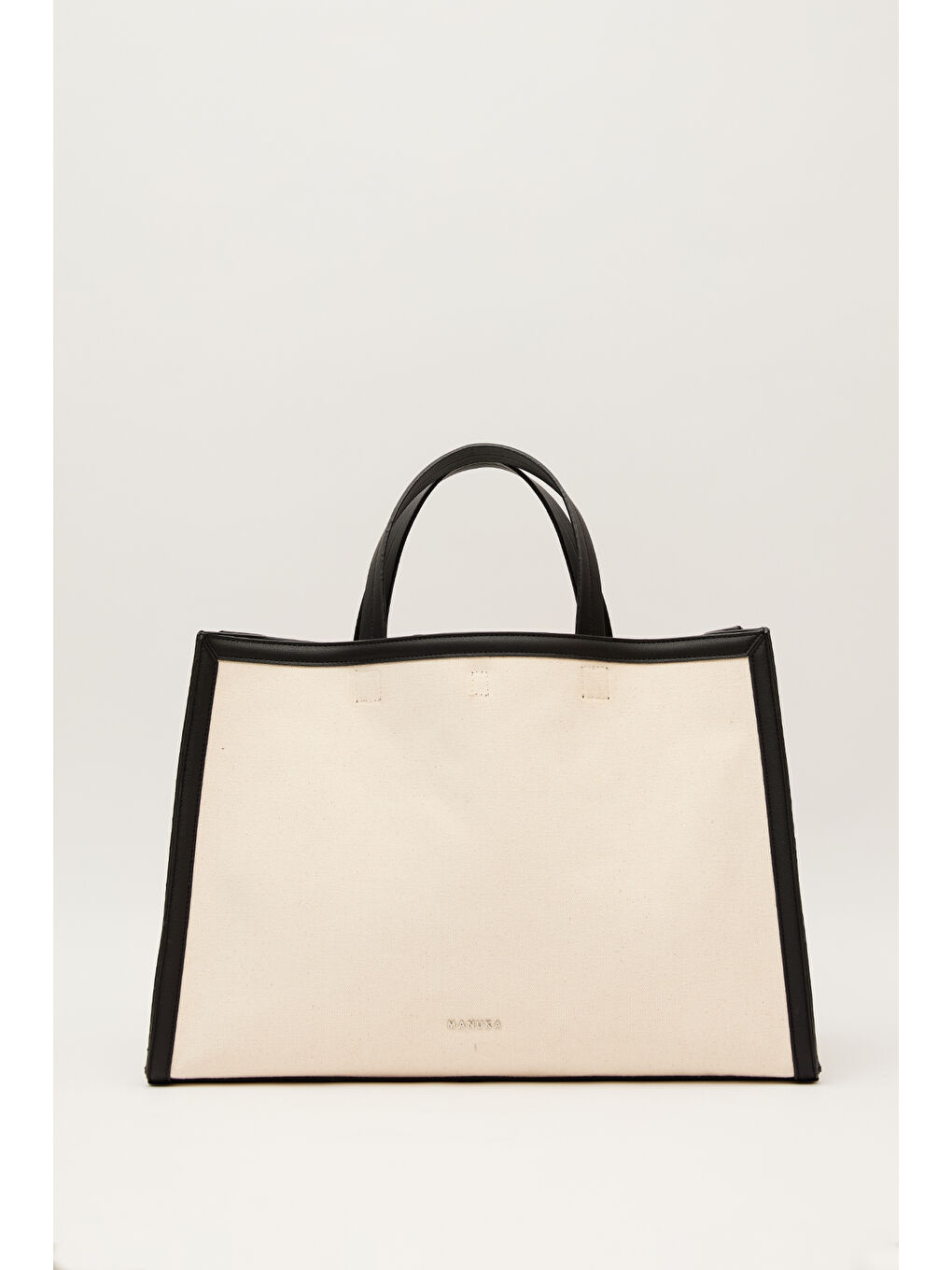 Kanvas Deri Detaylı Shopper Çanta Bej-2